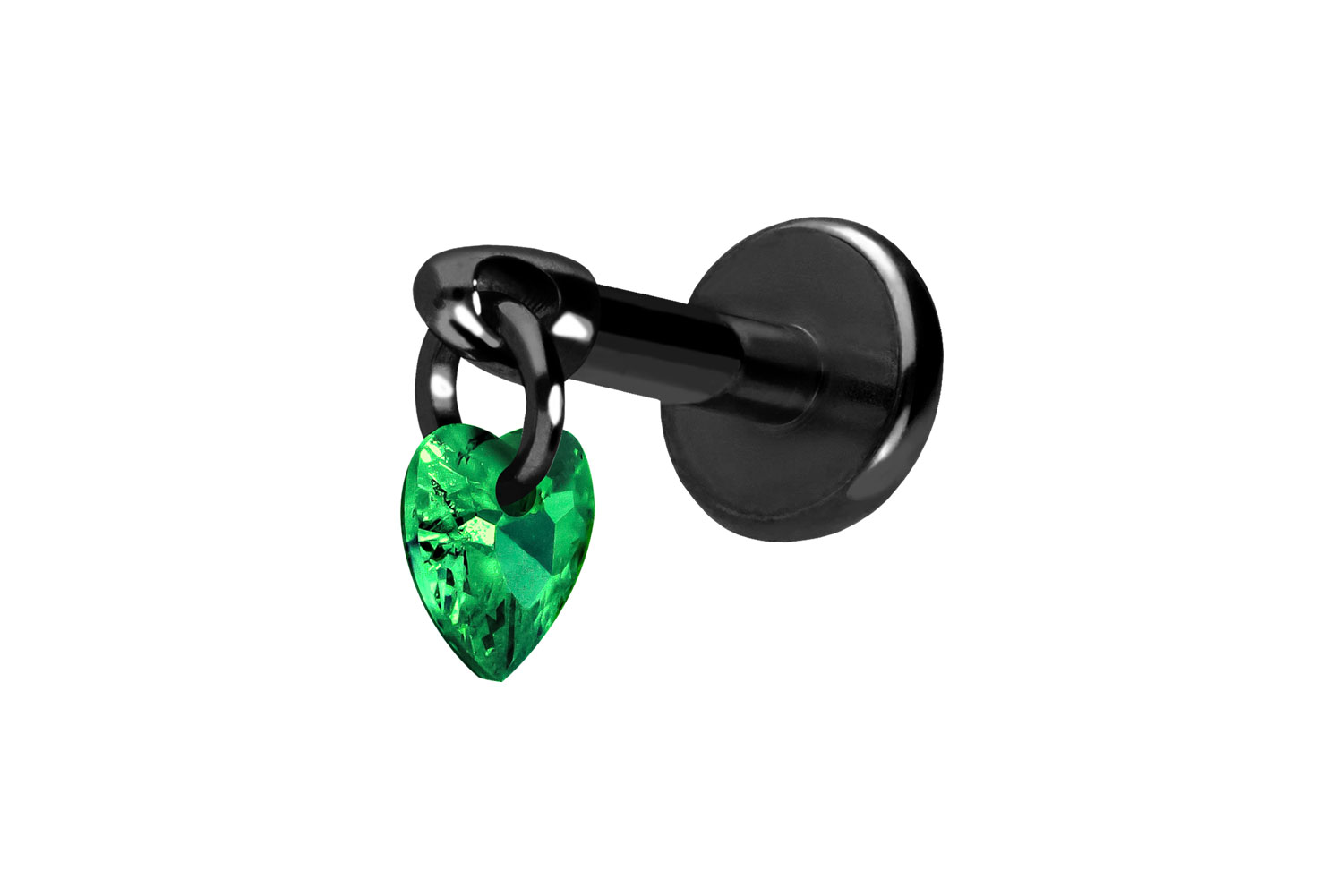 Titan Labret Piercing mit Push Fit KRISTALLHERZ